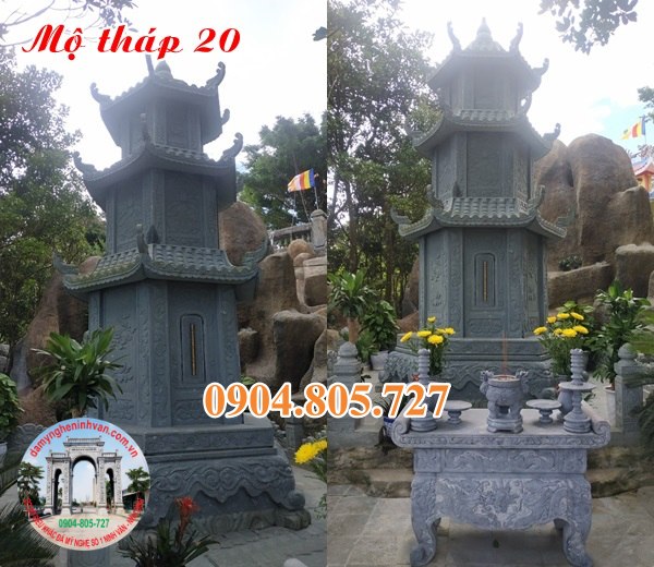 Xây mẫu mộ tháp phật giáo bằng đá đẹp năm 2023