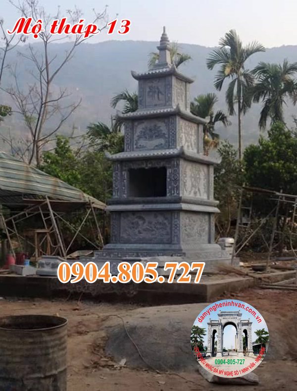 Xây mẫu mộ tháp phật giáo bằng đá đẹp năm 2023