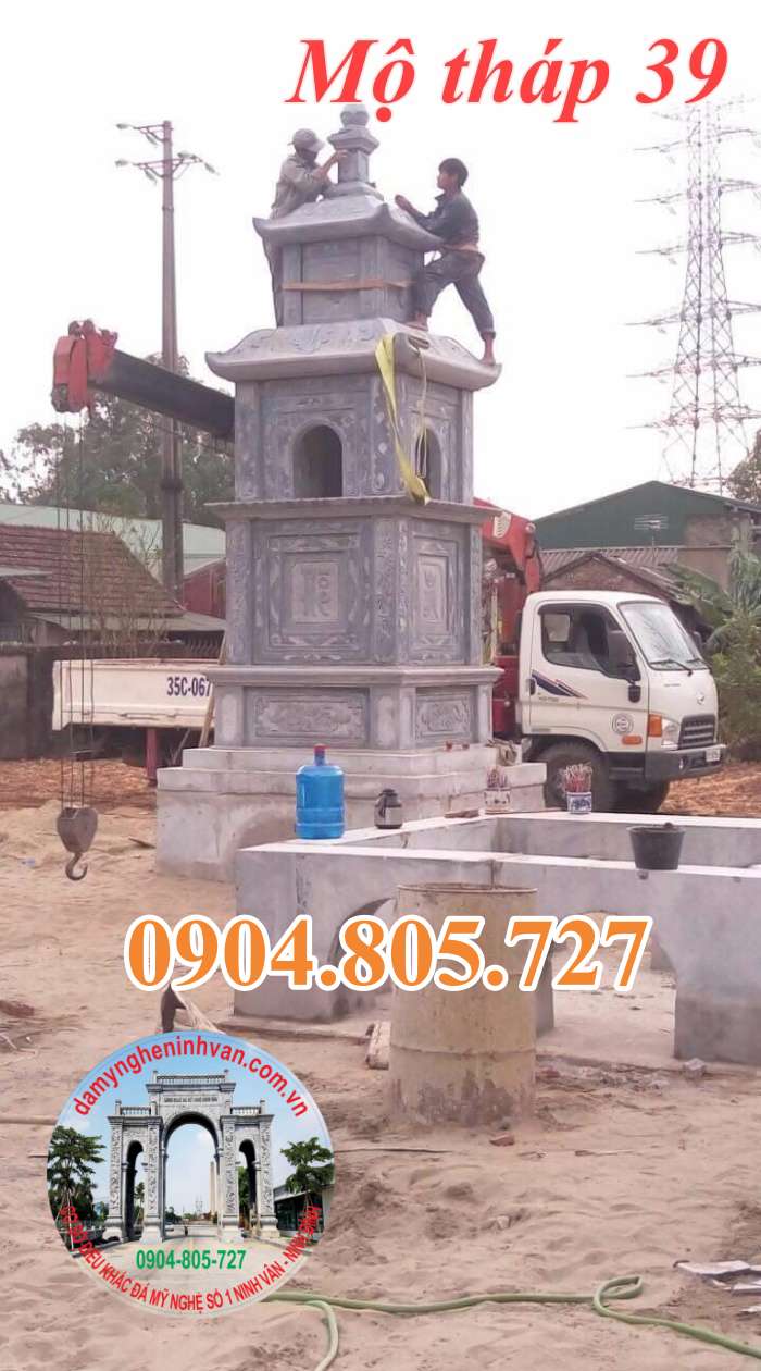 Xây mẫu mộ tháp phật giáo bằng đá đẹp năm 2023
