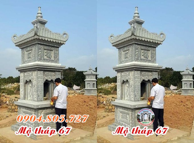 Xây mẫu mộ tháp phật giáo bằng đá đẹp năm 2023
