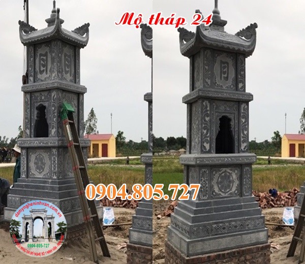Xây mẫu mộ tháp phật giáo bằng đá đẹp năm 2023