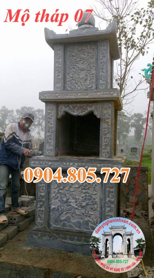 Xây mẫu mộ tháp phật giáo bằng đá đẹp năm 2023