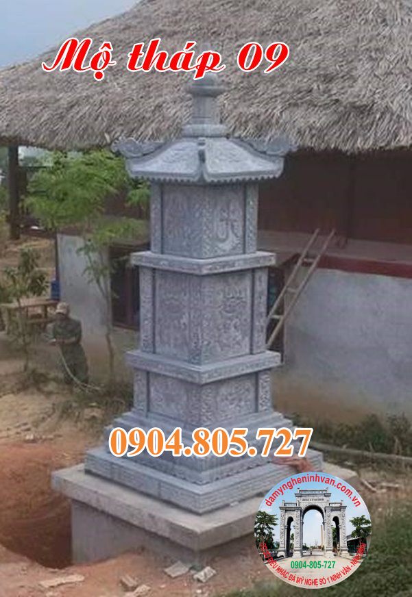 Xây mẫu mộ tháp phật giáo bằng đá đẹp năm 2023