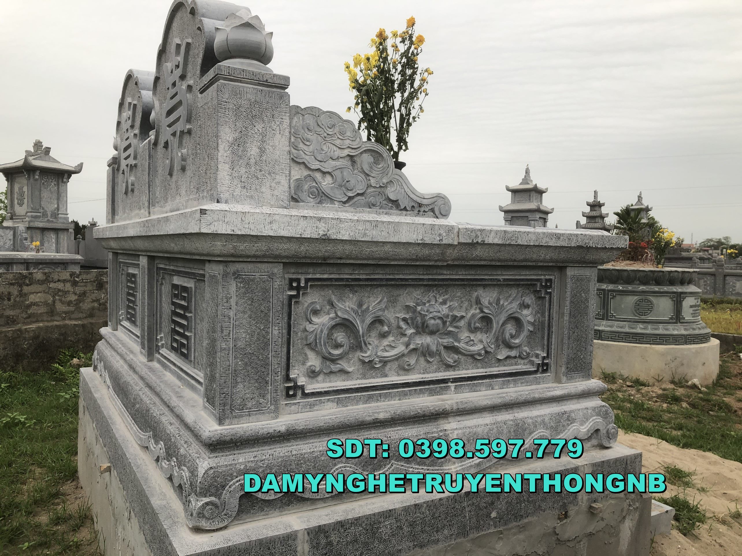 xây mộ bằng đá đẹp lắp đặt ở long an 2023