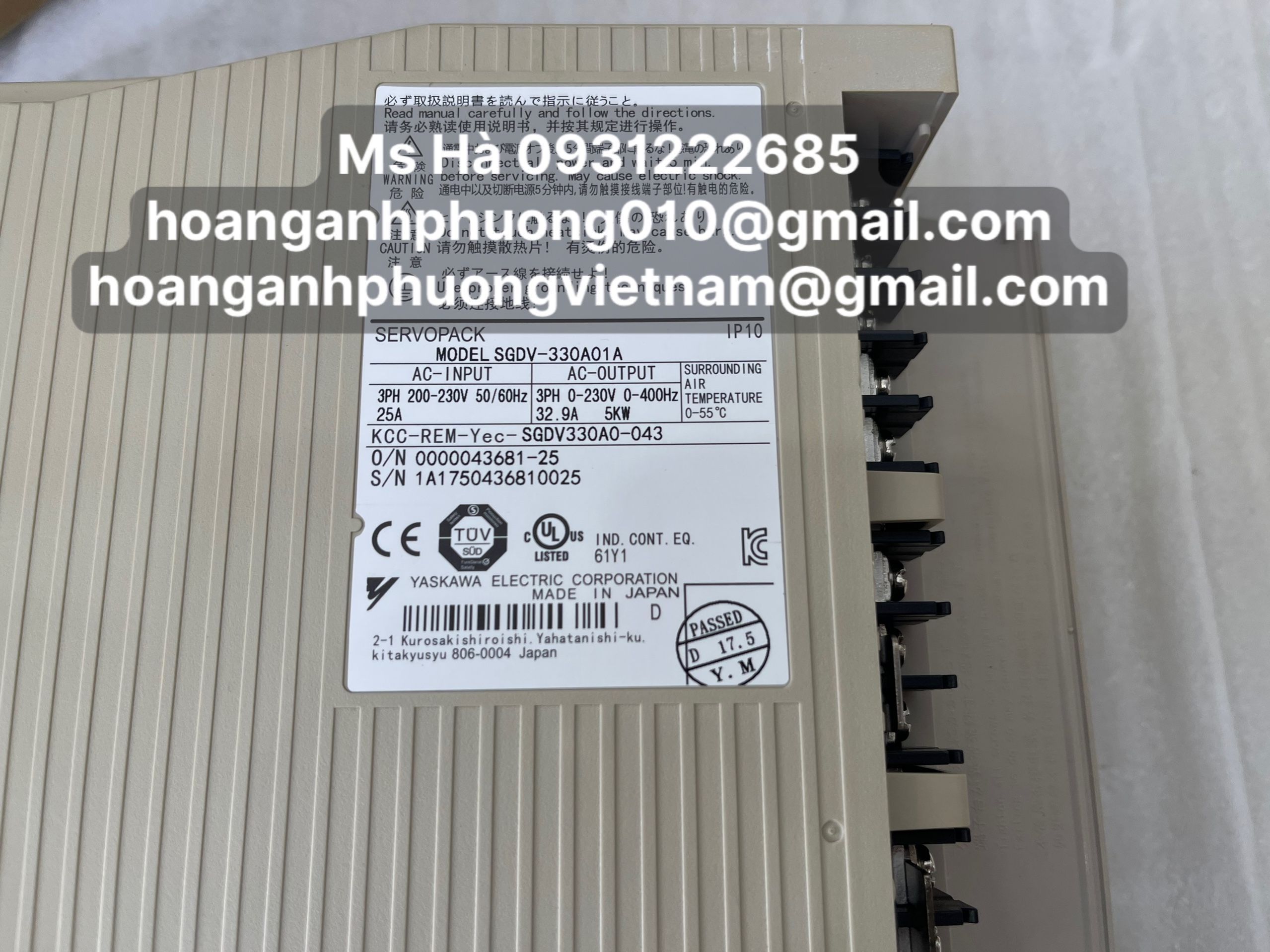 Bộ điều khiển 5kW nhập khẩu dòng yaskawa SGDV-330A01A