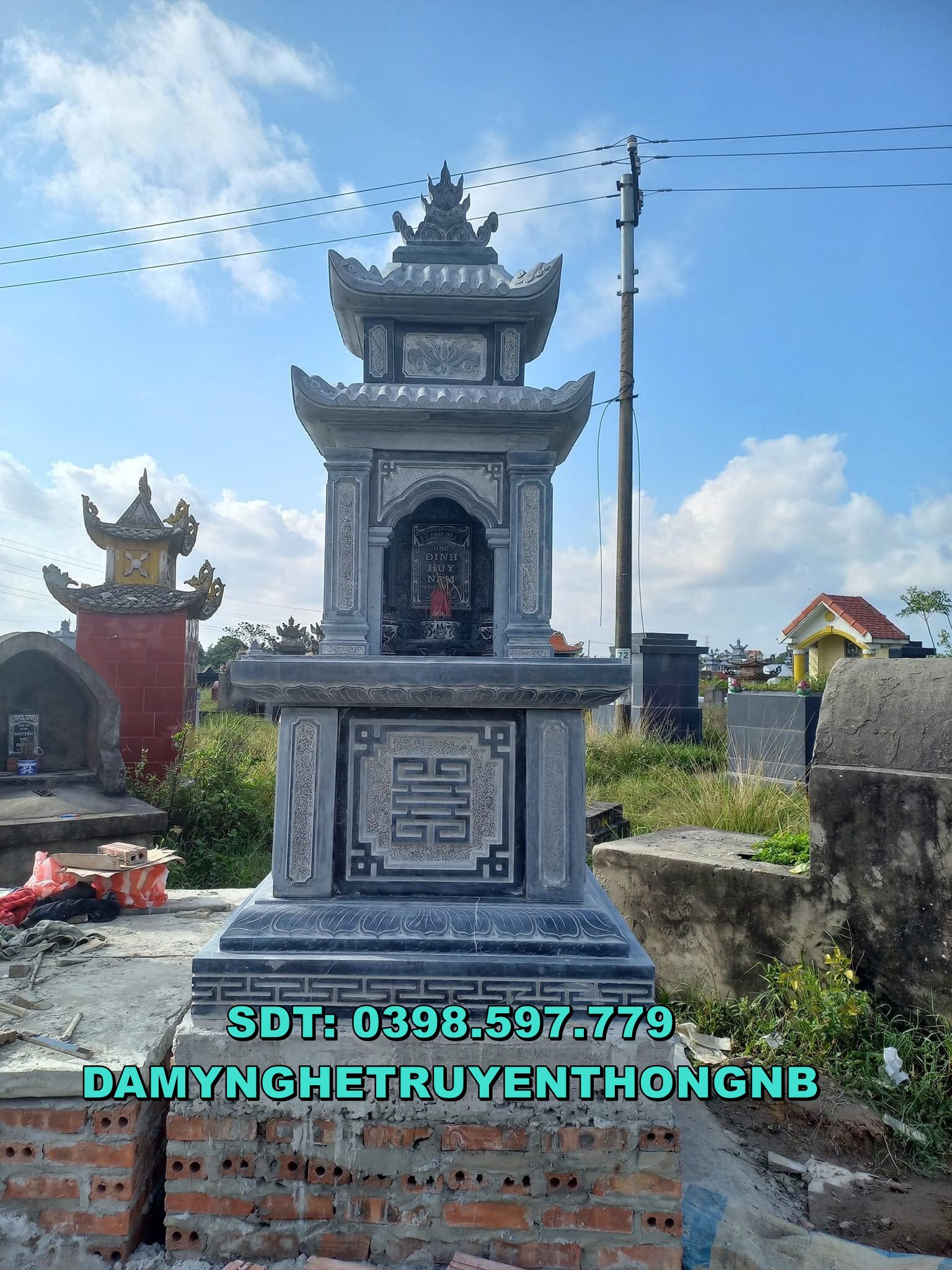 mộ đá 2 mái 3 mái đá xanh cao cấp nhất hiện nay