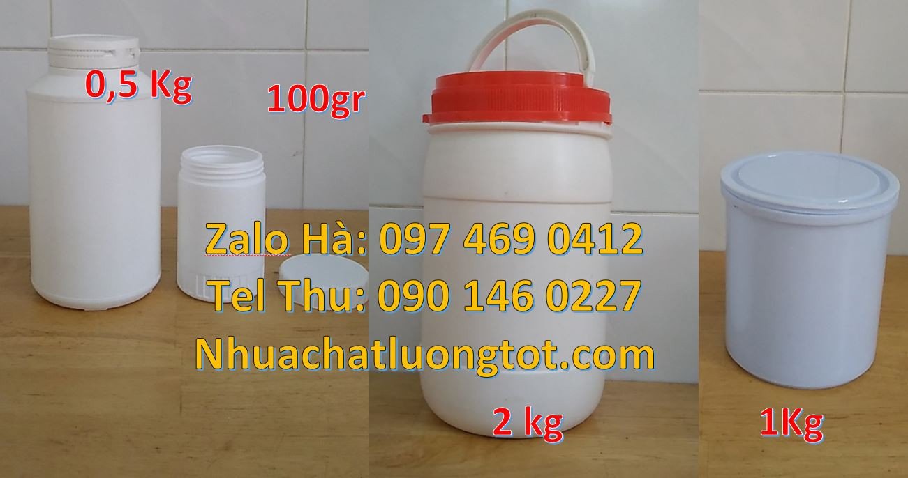 hũ nhựa 0.5kg đựng bột ngọt,hũ nhựa 2kg đựng mút,hũ nhựa 1k màu trắng