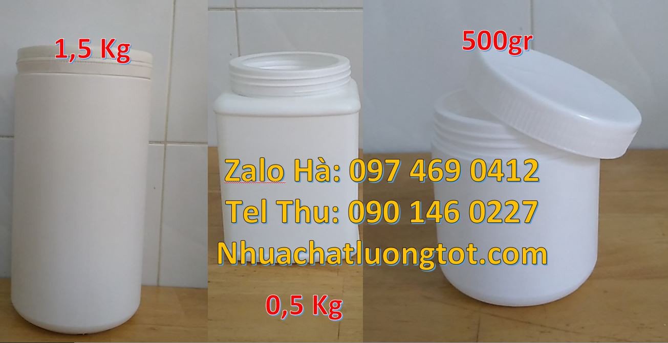 hũ nhựa 0.5kg đựng bột ngọt,hũ nhựa 2kg đựng mút,hũ nhựa 1k màu trắng