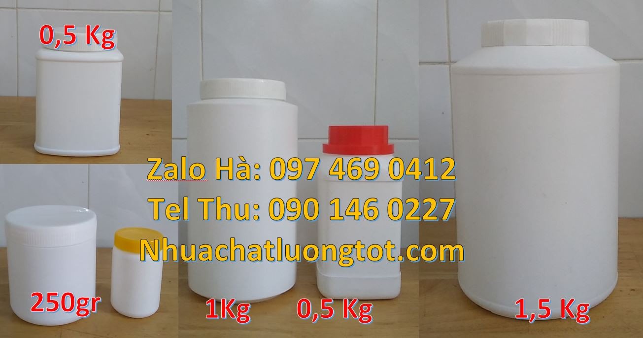 hũ nhựa 0.5kg đựng bột ngọt,hũ nhựa 2kg đựng mút,hũ nhựa 1k màu trắng