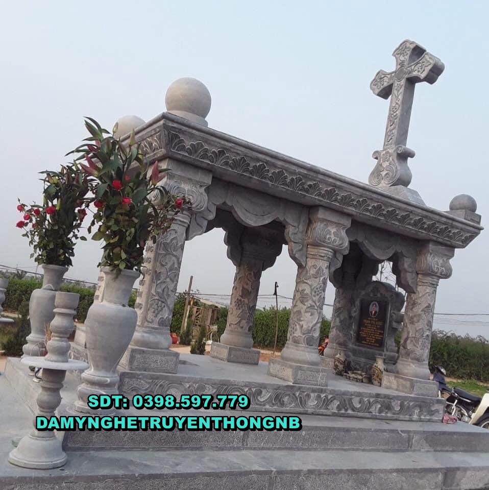 lắp đặt mộ công giáo đá cao cấp tại nghĩa hưng nam định