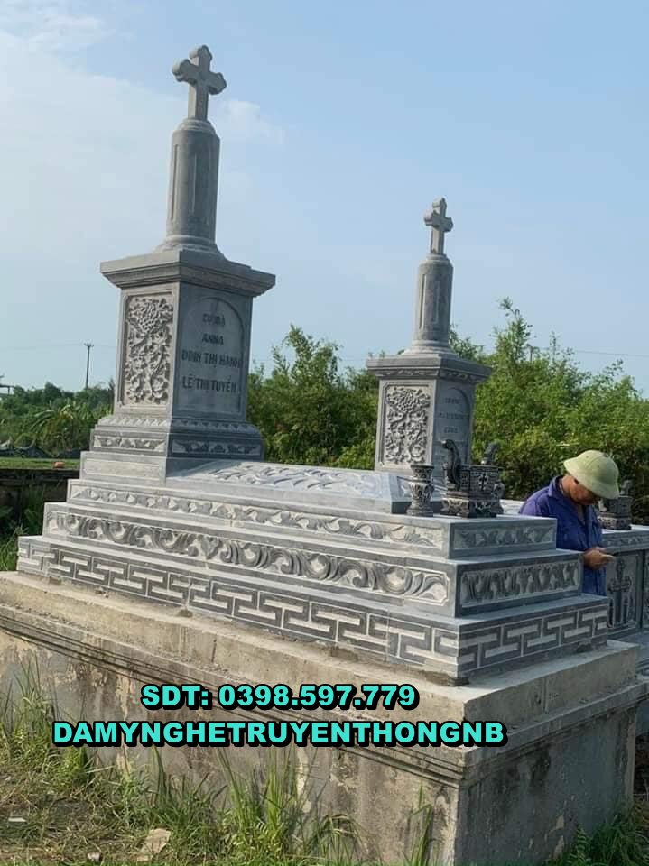lắp đặt mộ công giáo đá cao cấp tại nghĩa hưng nam định