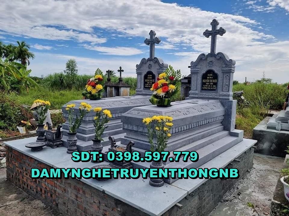 lắp đặt mộ công giáo đá cao cấp tại nghĩa hưng nam định