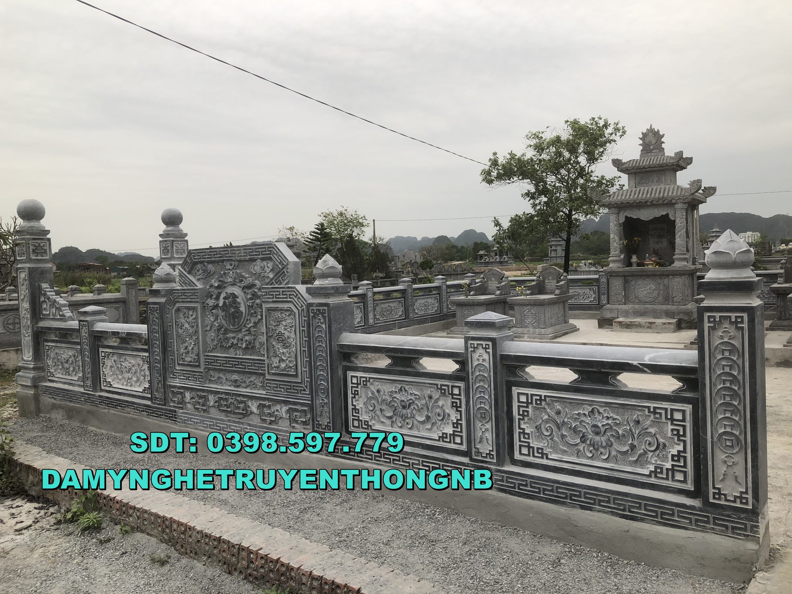 khu lăng mộ đá ninh bình mẫu mộ đá xanh nguyen khối giá rẻ 2023