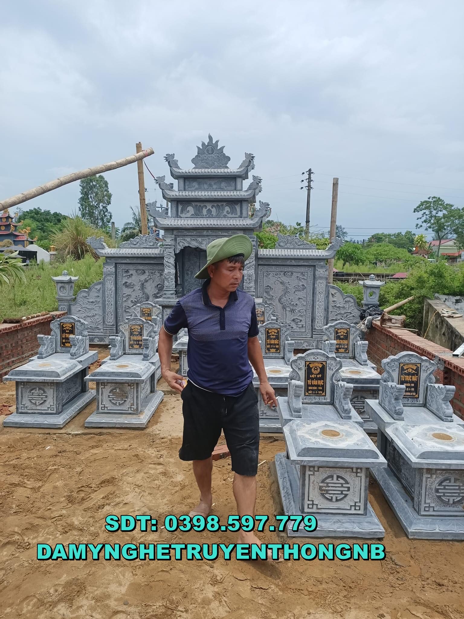 khu lăng mộ đá ninh bình mẫu mộ đá xanh nguyen khối giá rẻ 2023