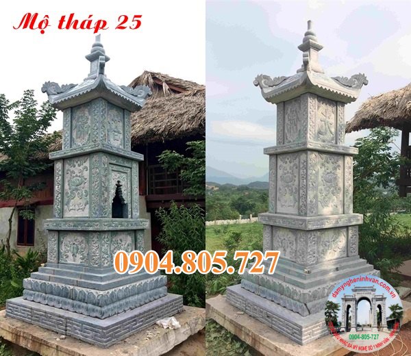 Mẫu mộ tháp đá để tro cốt trong chùa bằng đá năm 2023