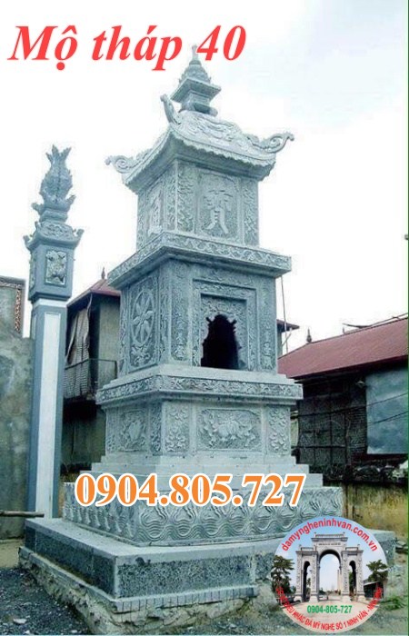 Mẫu mộ tháp đá để tro cốt trong chùa bằng đá năm 2023