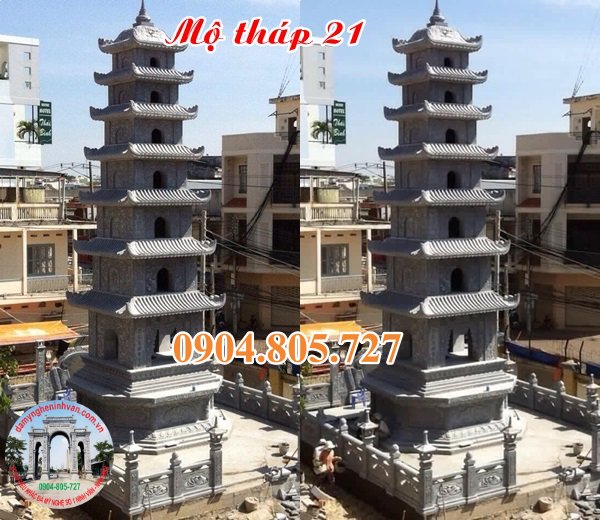 Mẫu mộ tháp đá để tro cốt trong chùa bằng đá năm 2023