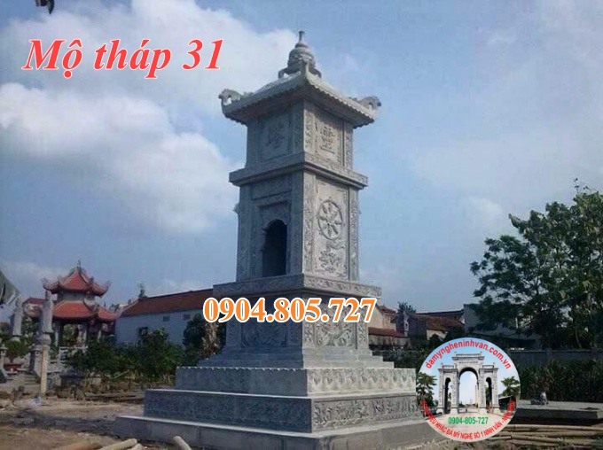 Mẫu mộ tháp đá để tro cốt trong chùa bằng đá năm 2023