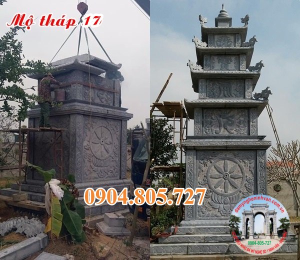Mẫu mộ tháp đá để tro cốt trong chùa bằng đá năm 2023