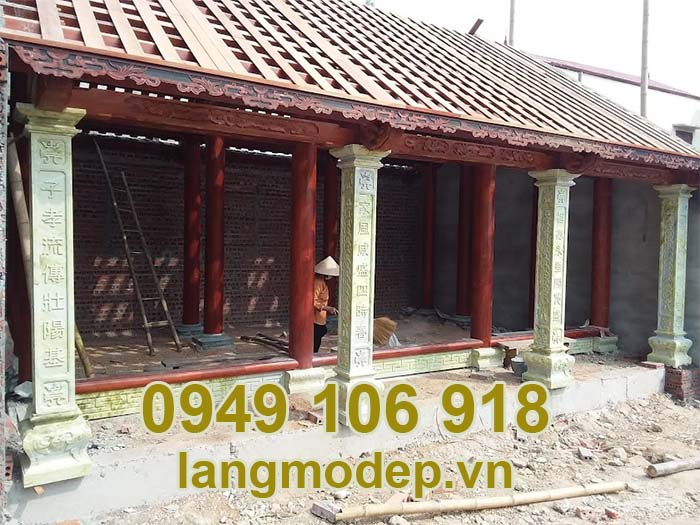 Cột đá hiên nhà thờ họ thiết kế đẹp năm 2023