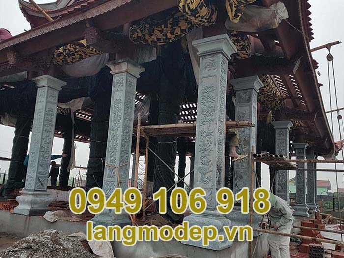 Cột đá hiên nhà thờ họ thiết kế đẹp năm 2023