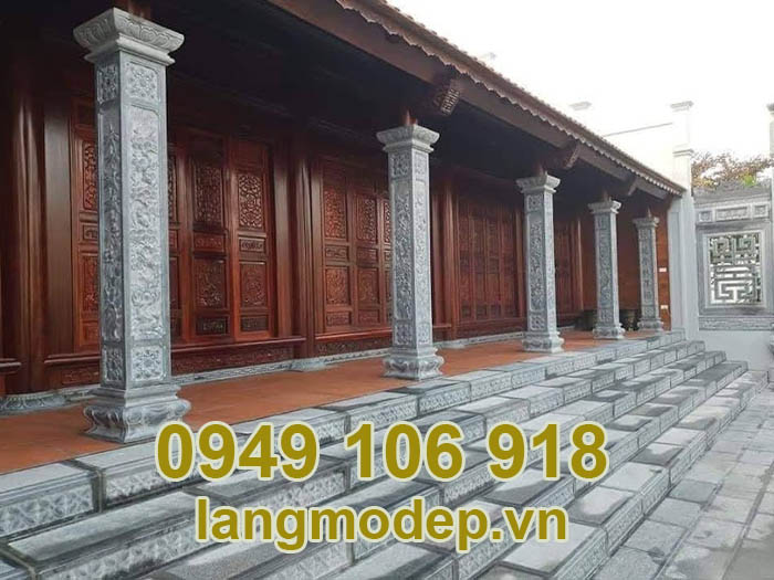 Cột đá hiên nhà thờ họ thiết kế đẹp năm 2023