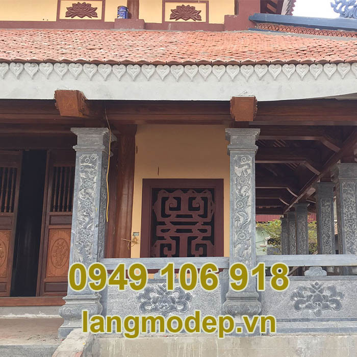 Cột đá hiên nhà thờ họ thiết kế đẹp năm 2023