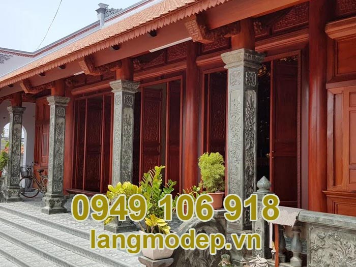 Cột đá hiên nhà thờ họ thiết kế đẹp năm 2023