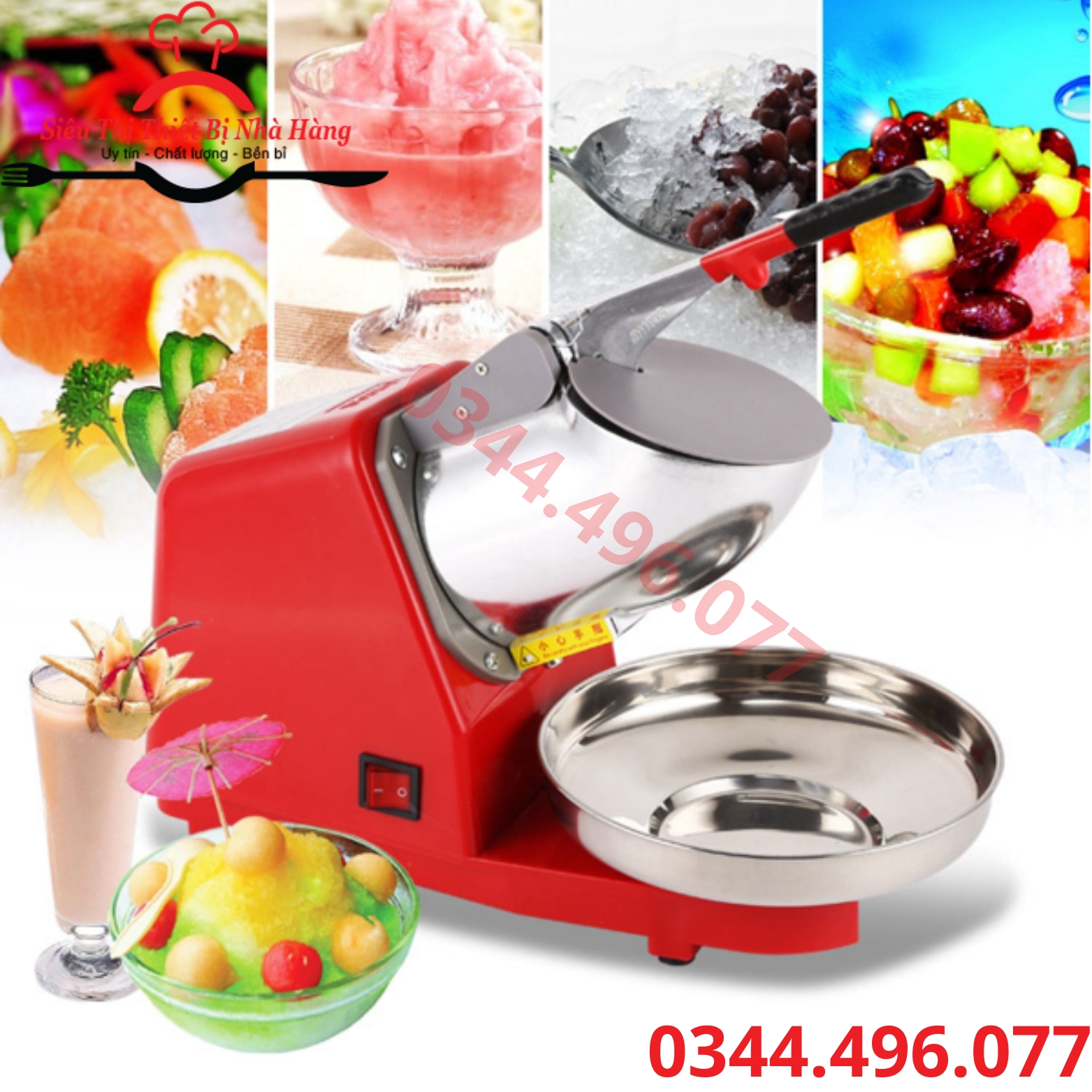 Máy bào đá tuyết, máy xay đá 2 lưỡi siêu mịn cho quán cafe, quán chè