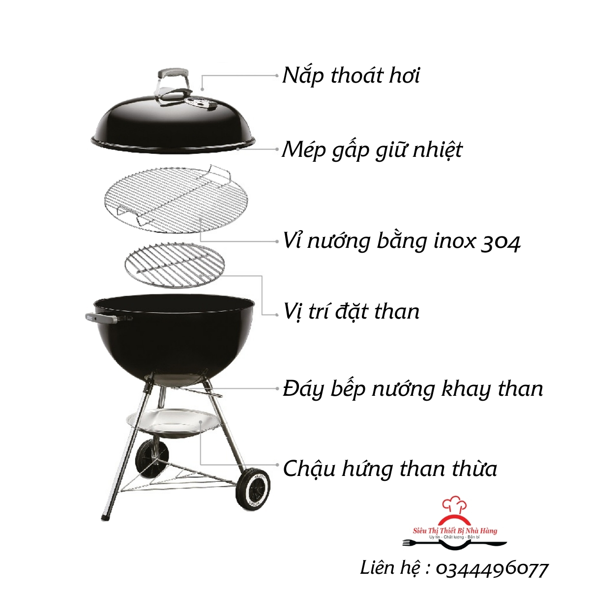Bếp nướng than hoa BBQ ngoài trời- loại tròn