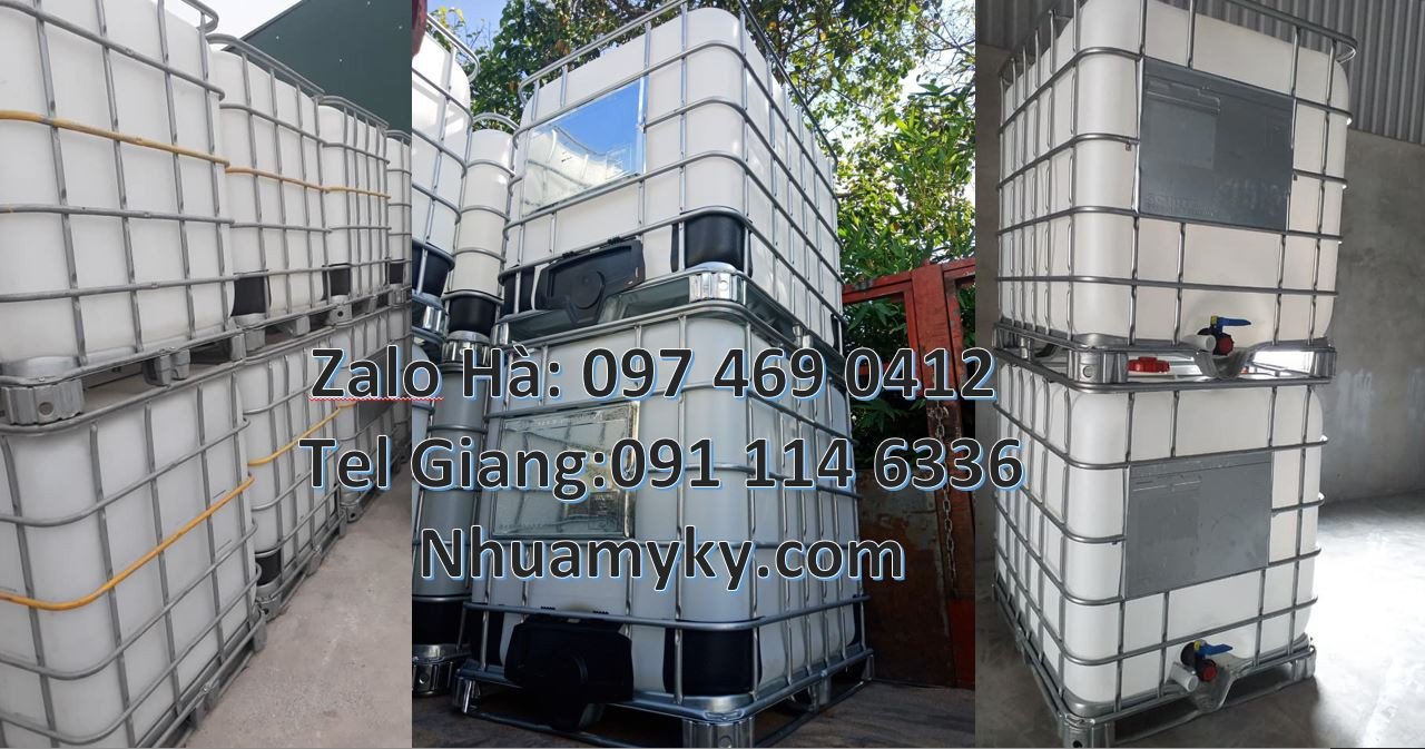 tank nhựa ibc màu trắng có khung sắt,thùng nhựa ibc 1000l đựng hóachất