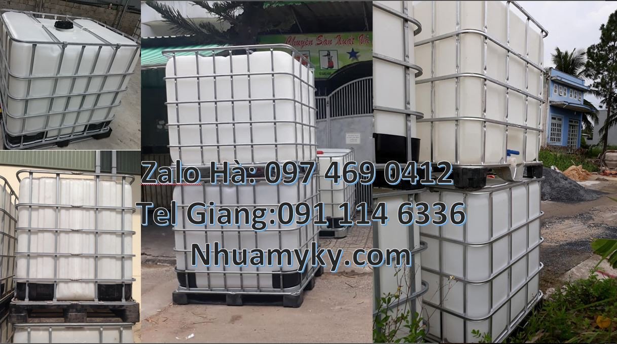 tank nhựa ibc màu trắng có khung sắt,thùng nhựa ibc 1000l đựng hóachất