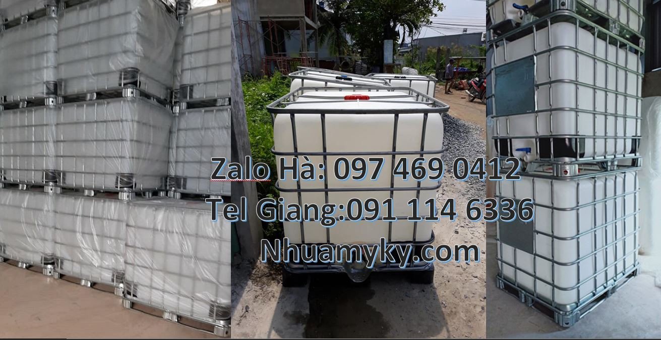 tank nhựa ibc màu trắng có khung sắt,thùng nhựa ibc 1000l đựng hóachất