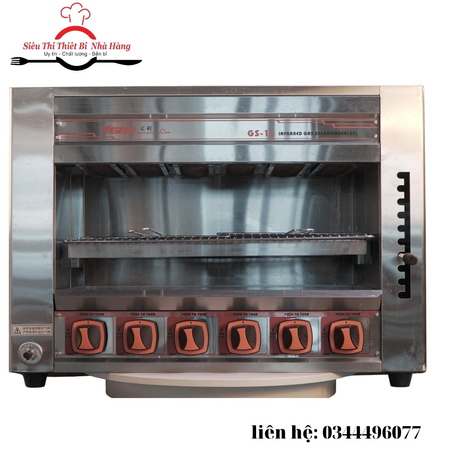 Lò nướng chín thực phẩm không khói salamander 6 họng bằng gas