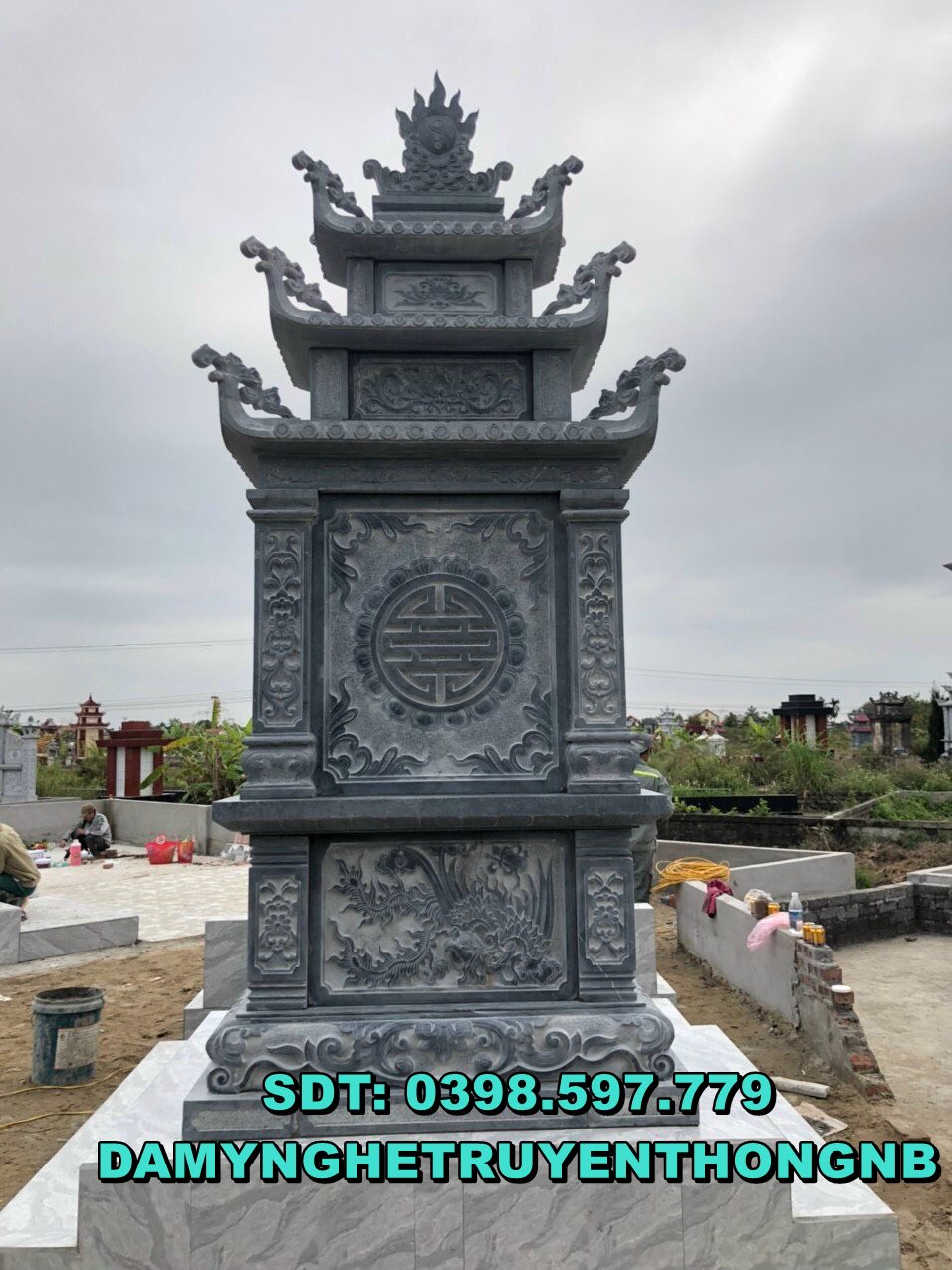 lăng thờ cánh long đình cánh đá cao cấp nhất lắp tại thái bình