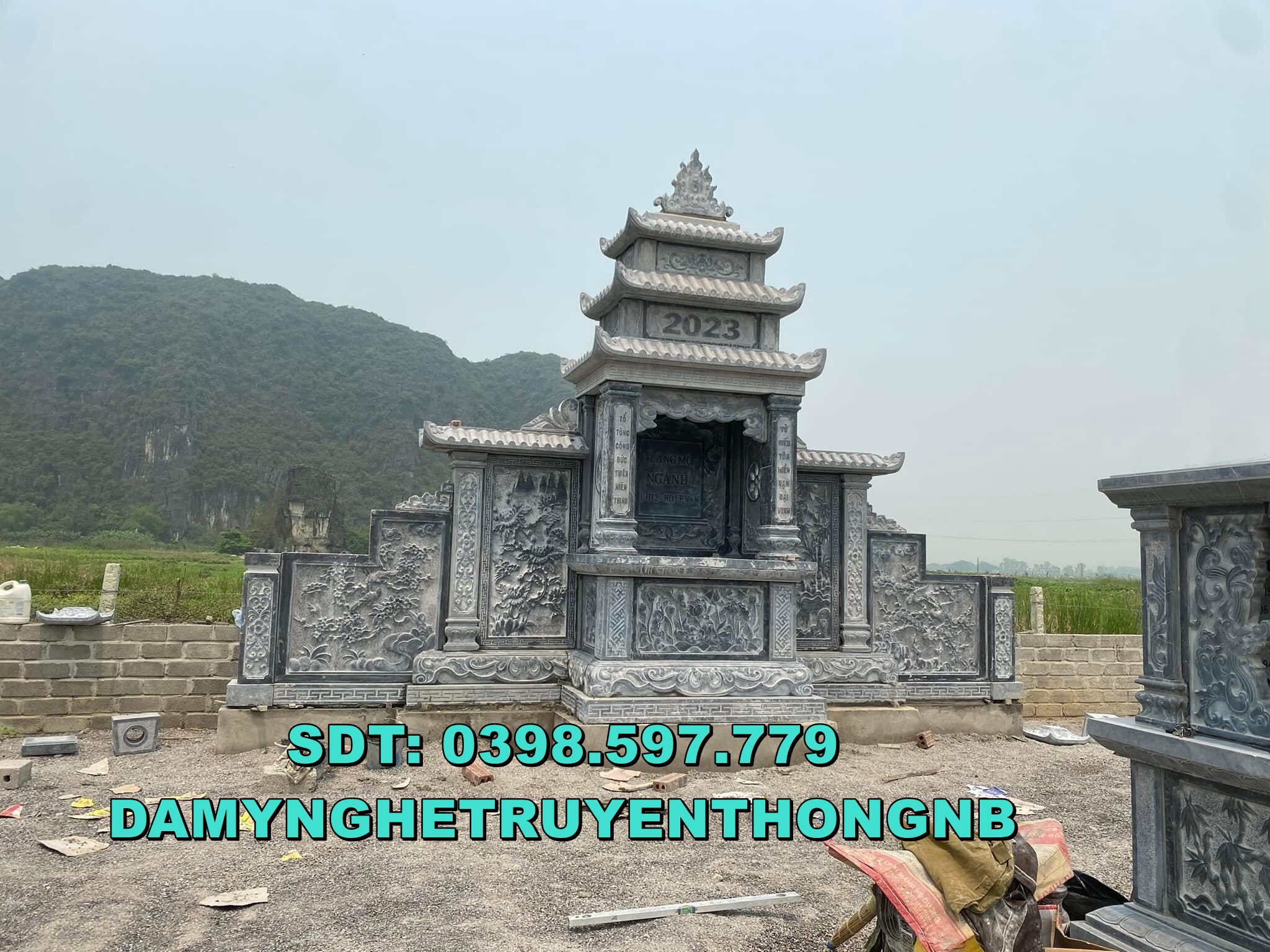 lăng thờ cánh long đình cánh đá cao cấp nhất lắp tại thái bình