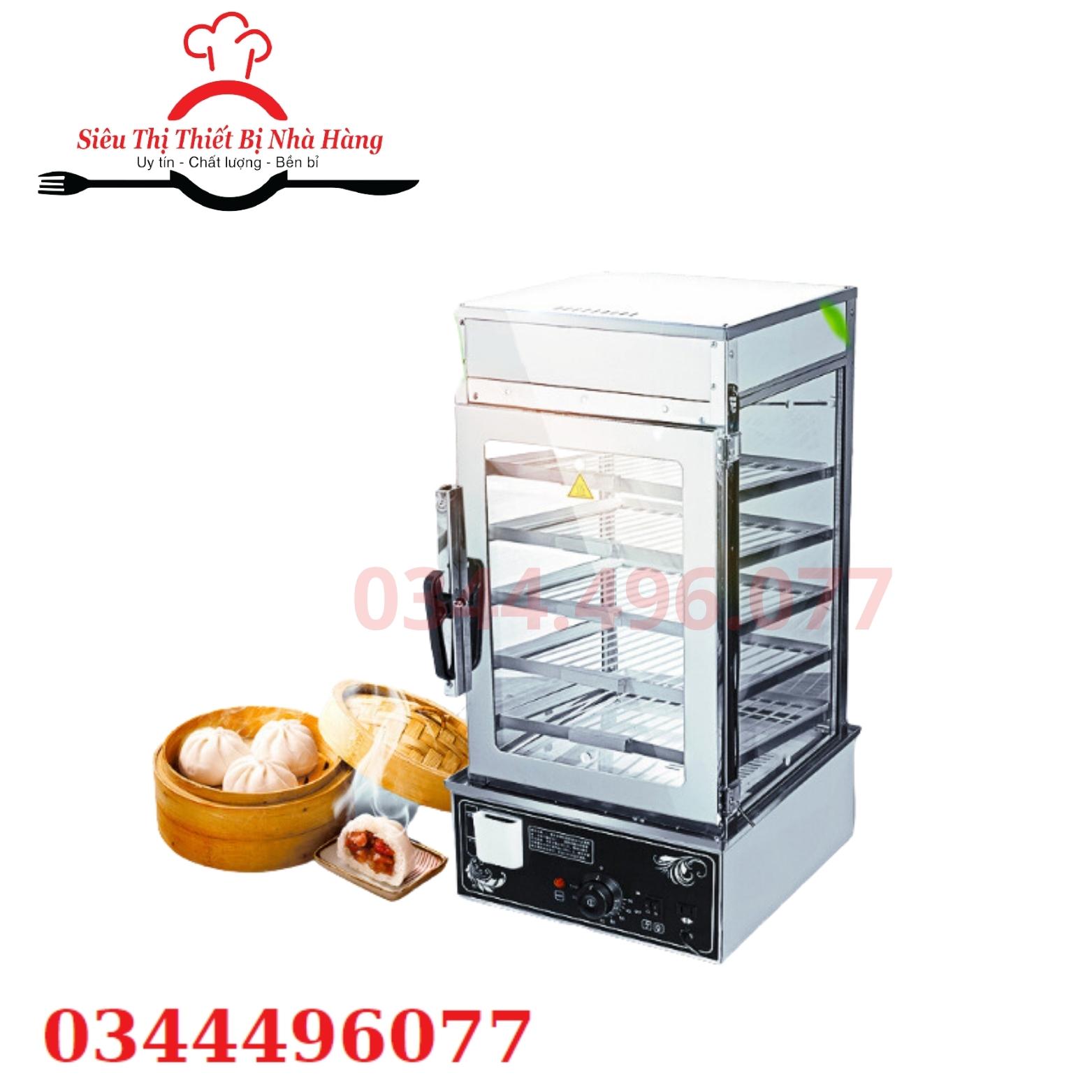 tủ bánh bao 5 tầng kính 2 lớp chống nhão bánh