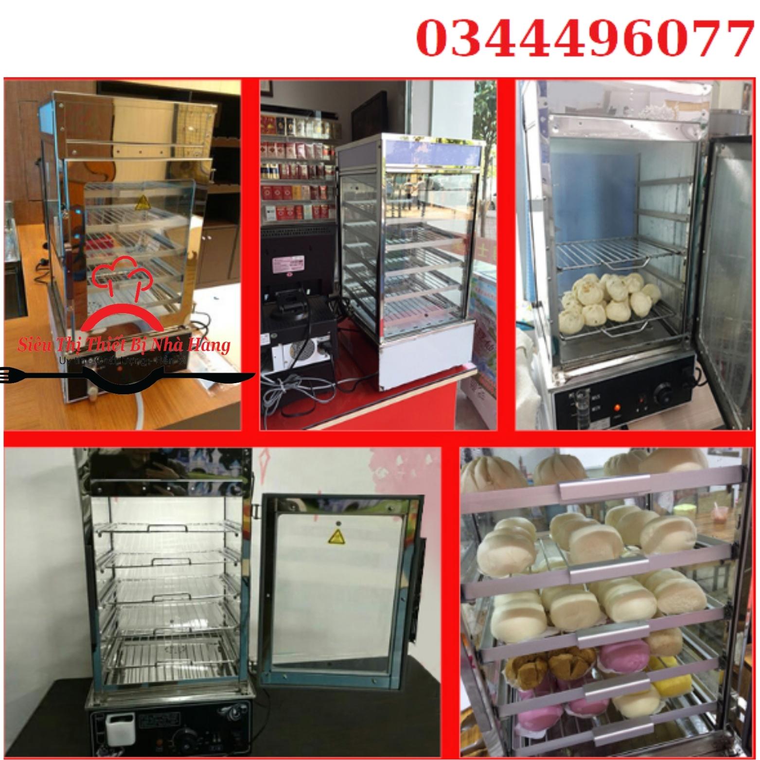 tủ bánh bao 5 tầng kính 2 lớp chống nhão bánh