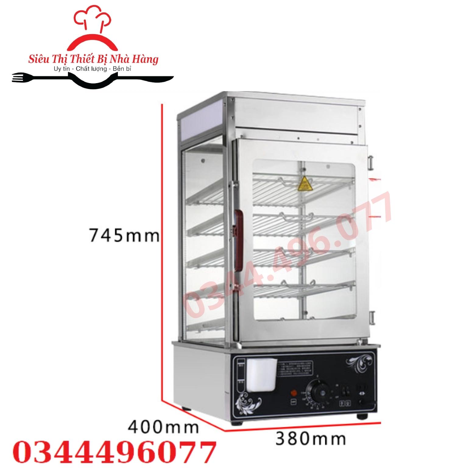 tủ bánh bao 5 tầng kính 2 lớp chống nhão bánh