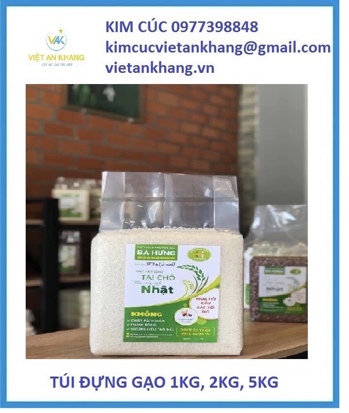 túi gạo PA/PE, túi gạo in ống đồng, bao bì đựng gạo, sản xuất túi gạo