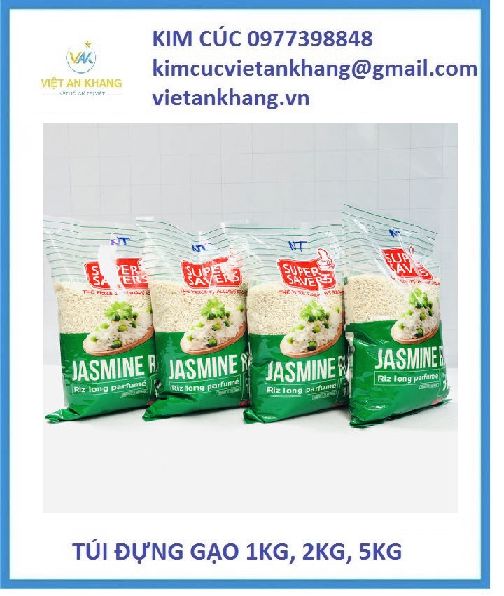 túi gạo PA/PE, túi gạo in ống đồng, bao bì đựng gạo, sản xuất túi gạo