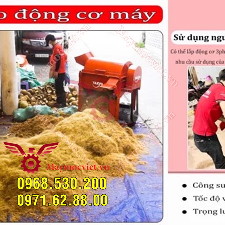 Máy xay nghiền xơ dừa , rơm, cỏ voi 1 cách nhanh chóng và hiệu quả