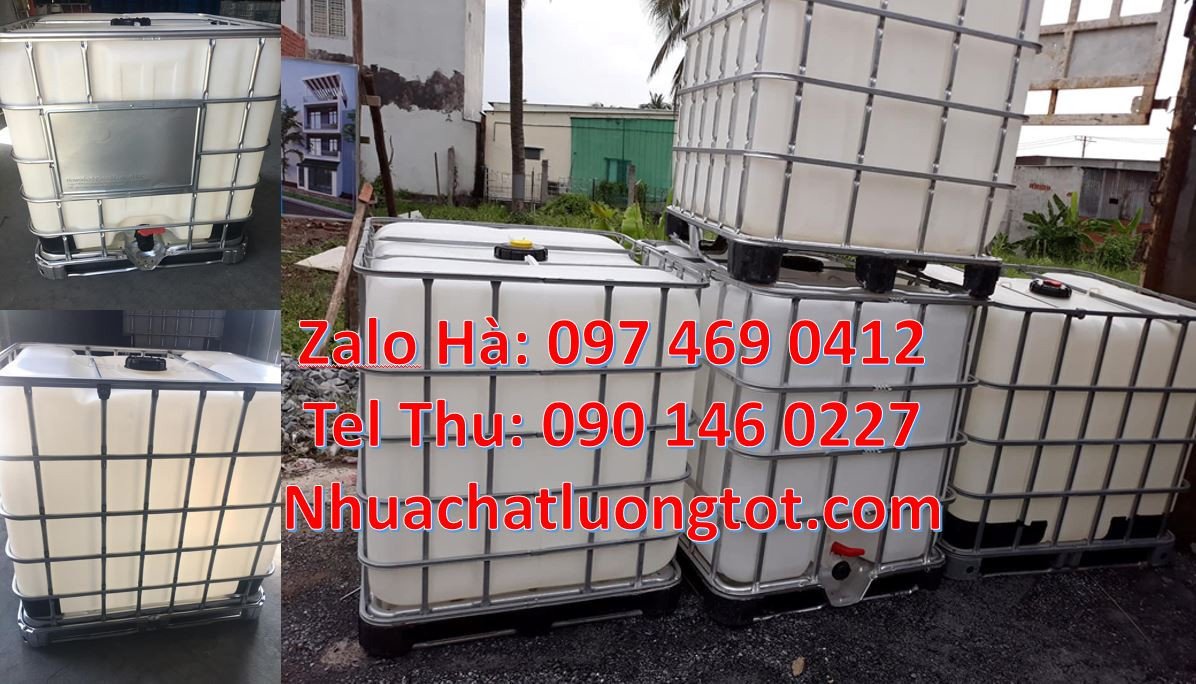 tank đựng hóa chất,thùng nhựa 1000l màu trắng,thùng ibc 1000l có khung
