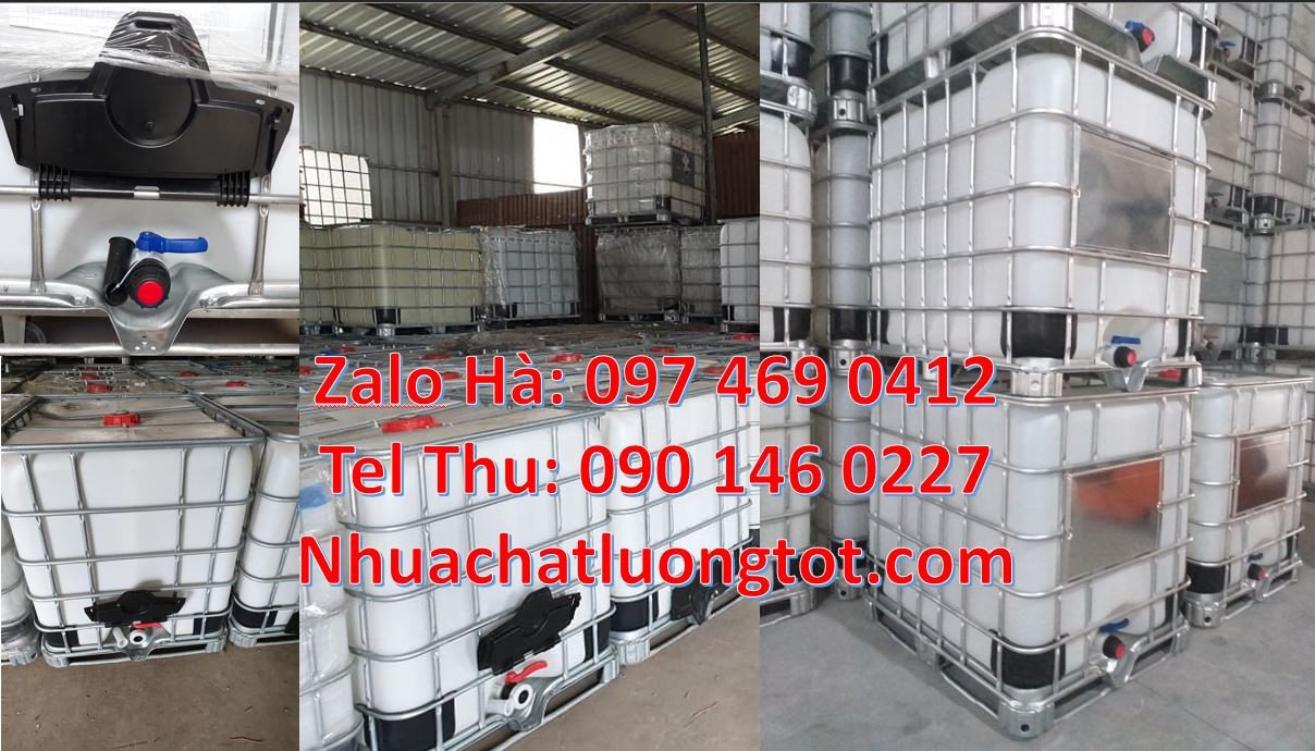 tank đựng hóa chất,thùng nhựa 1000l màu trắng,thùng ibc 1000l có khung