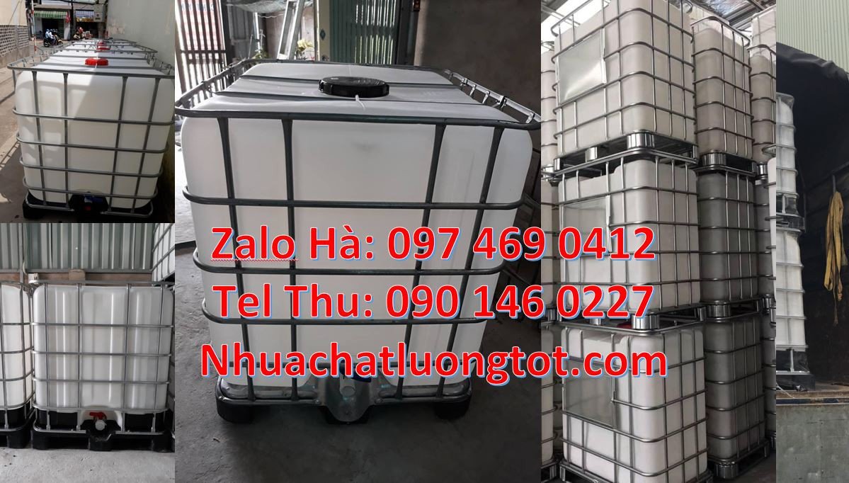 tank đựng hóa chất,thùng nhựa 1000l màu trắng,thùng ibc 1000l có khung