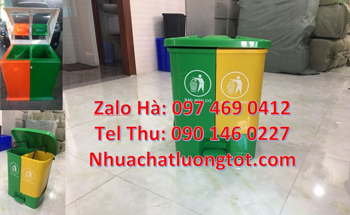 thùng rác 3 ngăn 3 màu,thùng rác 2 ngăn nắp đậy,thùng rác phân loại rẻ