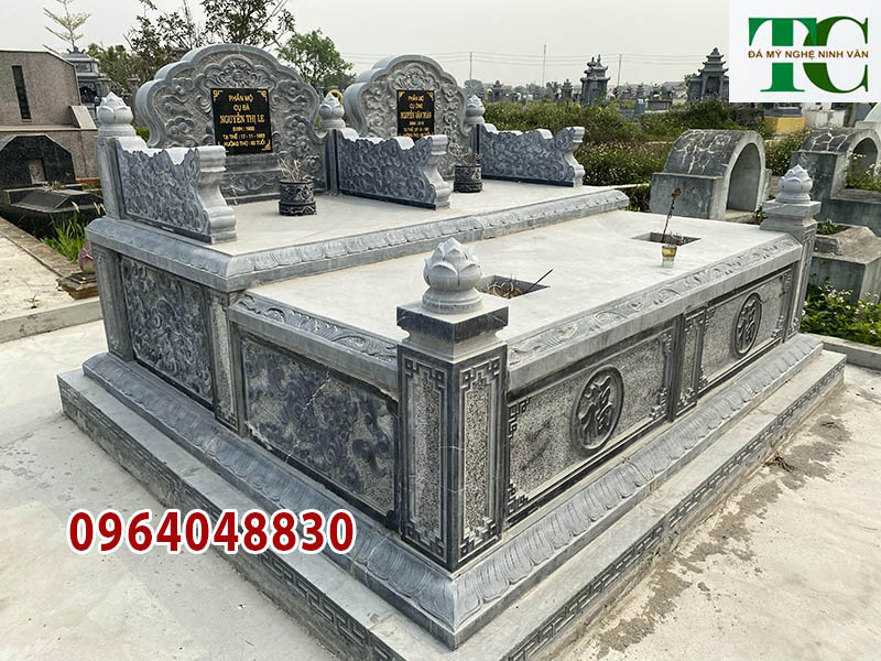 Mộ đôi song thân ông bà bằng đá đẹp lắp đặt ở Bình Phước