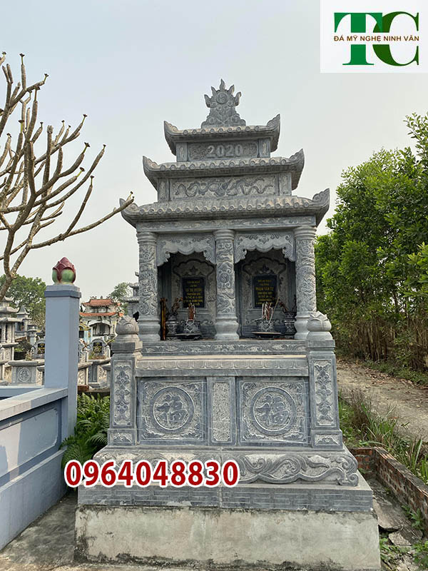 Mộ đôi song thân ông bà bằng đá đẹp lắp đặt ở Bình Phước