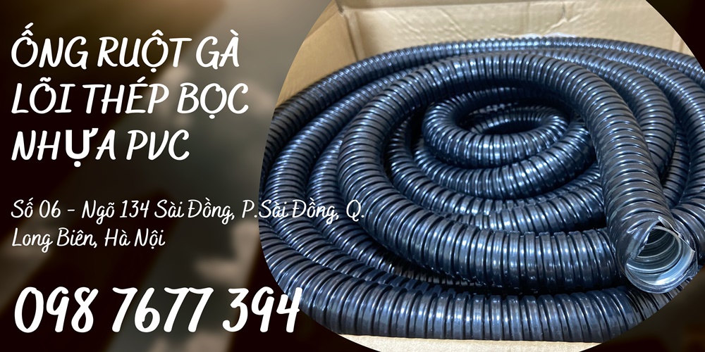 ống ruột gà lõi thép bọc nhựa pvc d16, d20, d25, d32, d38, d50, d63