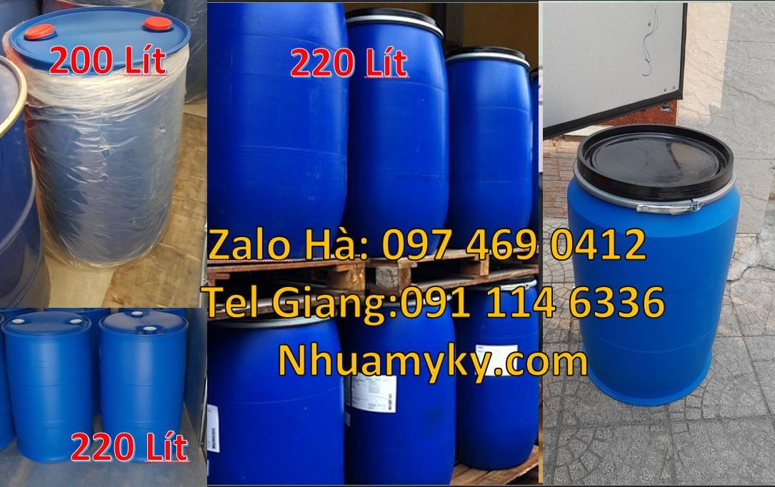 thùng phuy nhựa xanh 220l,phuy nhựa 200l đựng hóa chất,phuy nhựa rẻ